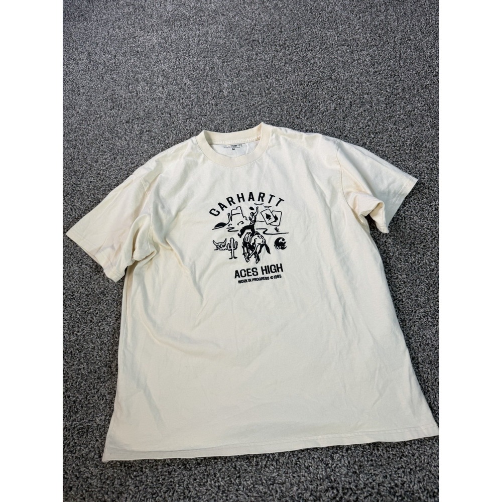 Carhartt WIP Souvenir Valley Short Sleeve T Shirt Men's Size Medium Beige